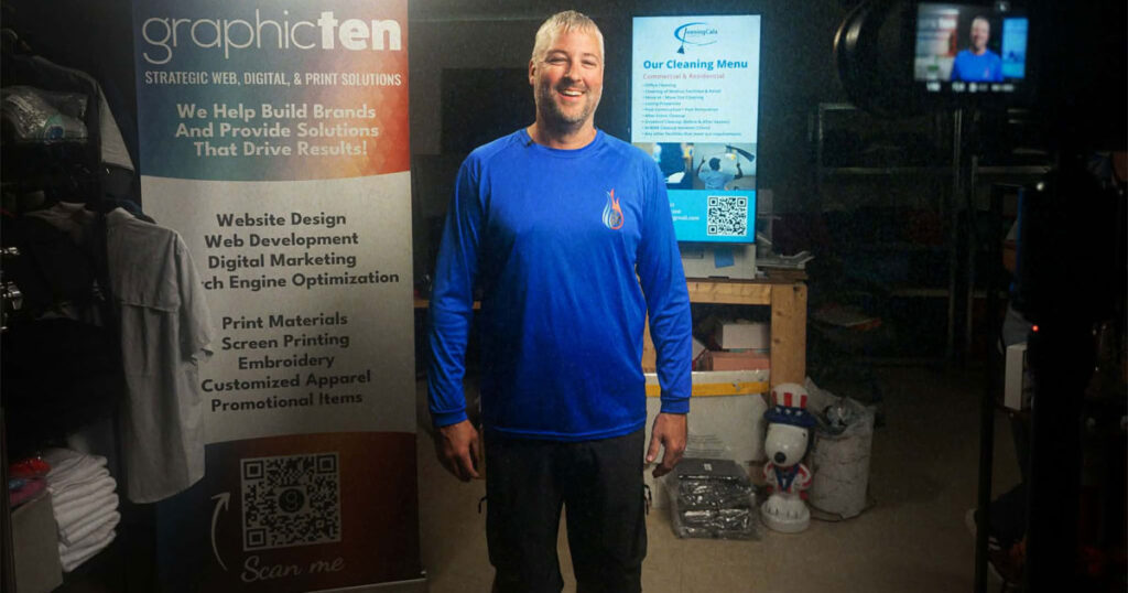 Video testimonial behind the scenes with ABS Heating & Air at Graphicten