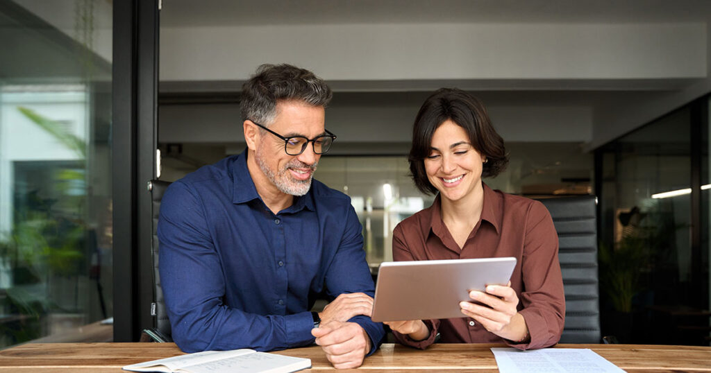 Sales executive using video in their sales process with a client